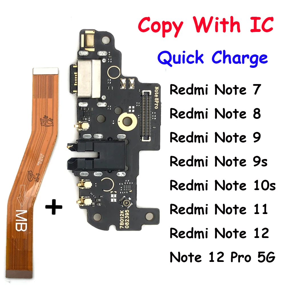 For Xiaomi Redmi Note 7 8 8T 9 9S 10 10S 12 Pro 4G 5G Dock Connector Micro USB Charger Charging Port Mainboard Main Flex Cable